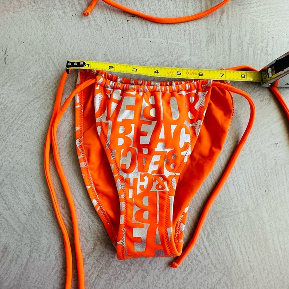 Dolce & Gabbana NWT Orange Silver metallic Monogram Logo string Bikini Y2K Small - Picture 15 of 16